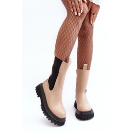 PS1 Beigefarbene, klobige Plateau-Stiefeletten von Beatrice für Damen 2