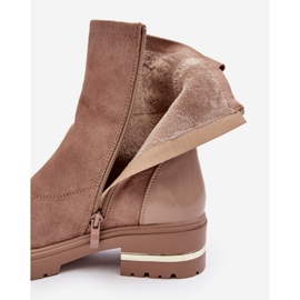 PS1 Klassische flache Lederstiefel Beige Shendete 1