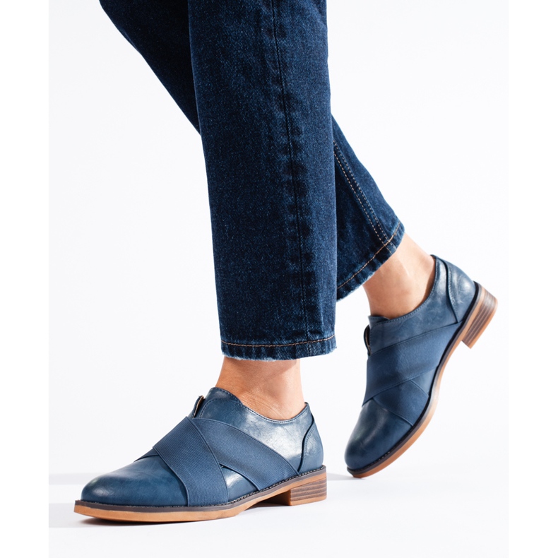 Blaue Slip-On-Oxfords von Shelovet mit Gummiband 1