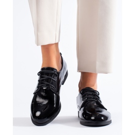 Schwarze Shelovet-Schnür-Oxfords aus Lackleder 2