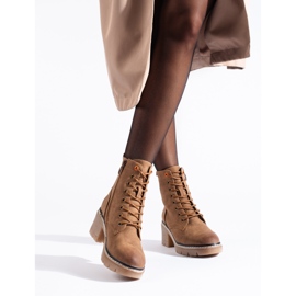 Shelovet Schnürstiefeletten aus braunem Wildleder 1