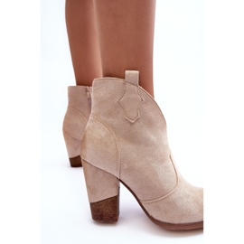 PS1 Wildleder-Cowboystiefel mit hohem Absatz in Hellbeige von Tanner 2