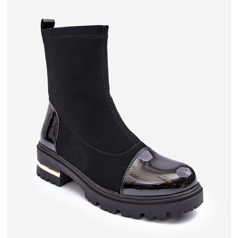 PS1 Klassische flache Lederstiefel in Schwarz von Shendete 2