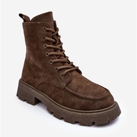 PS1 Isolierte Trapper-Stiefeletten aus Wildleder mit flachem Absatz, dunkelgrün von Zikey 1