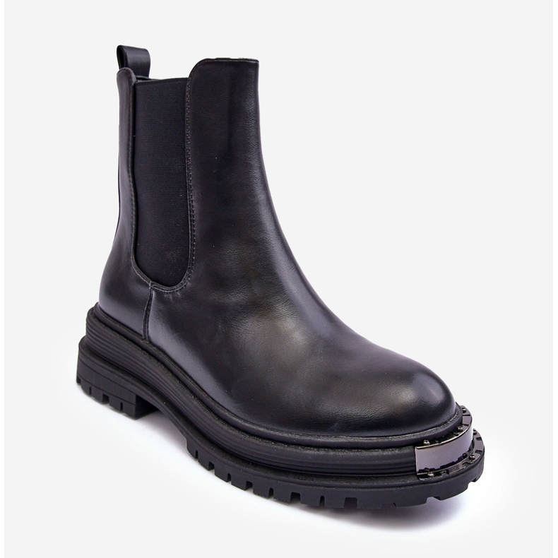 PS1 Chelsea-Boots mit flachem Absatz und Plateau, schwarz, Linestta 1