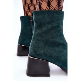 Wildleder-Stiefeletten auf massivem Block S.Barski MR870-70 Grün 1