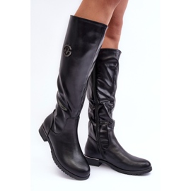 Vinceza Flache Damenstiefel aus Leder, Schwarz Albina 1
