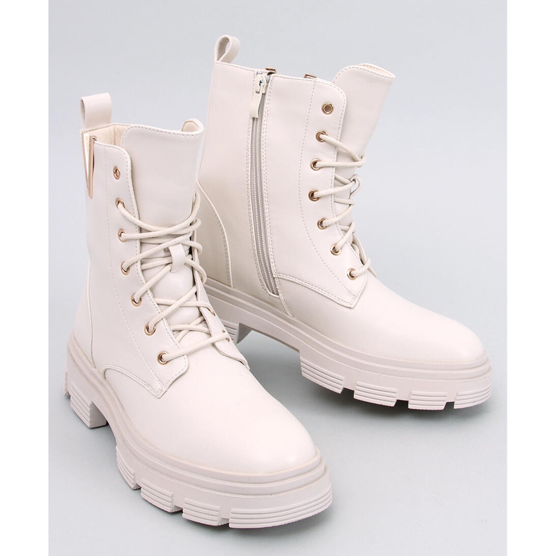 Clend Beige Militär-Schnürstiefeletten 1