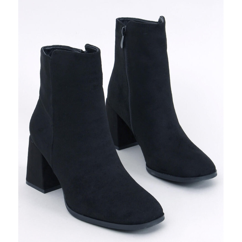 Weish Schwarze, glatte Stiefeletten mit hohem Absatz 1