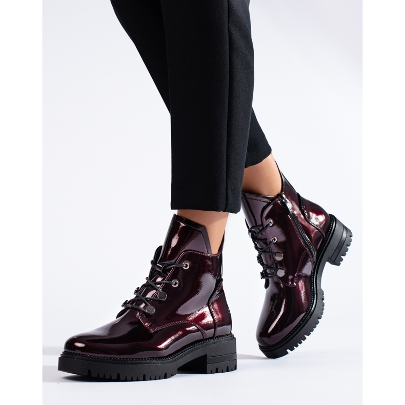 W. Potocki Burgunderfarbene Lackstiefel von Potocki rot 2