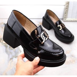 Schwarze Damen-Loafer aus Lackleder mit hohen Absätzen Filippo DP4920 1