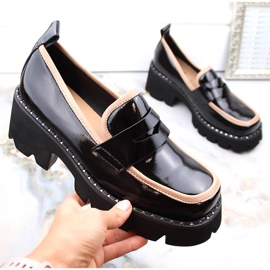 S.Barski Lackleder-Loafer mit hohem Absatz und Plateau, schwarz D&amp;A MR870-32 1