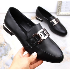 Damenschuhe mit flachem Absatz und Kette, schwarz Sergio Leone MK732 1