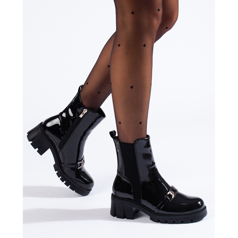 W. Potocki Lack-Jodhpur-Stiefelette für Damen Potocki schwarz 1