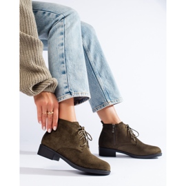 Shelovet grüne Schnürstiefeletten aus Wildleder 2