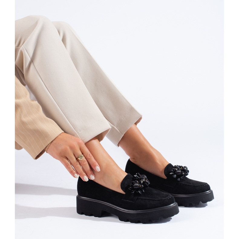 Schwarze Wildleder-Slipper für Damen von Shelovet 1