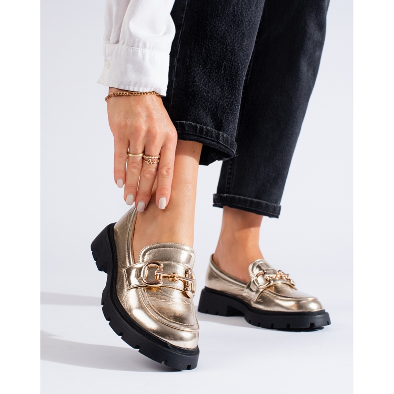 Goldene Slipper von Shelovet mit dicker Sohle 1