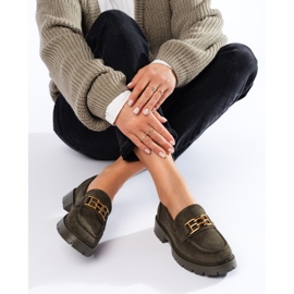 Dunkelgrüne Wildledermokassins für Damen von Shelovet schwarz 2