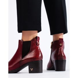 W. Potocki Burgunderrote Damen-Stiefeletten mit hohen Absätzen von Potocki 2