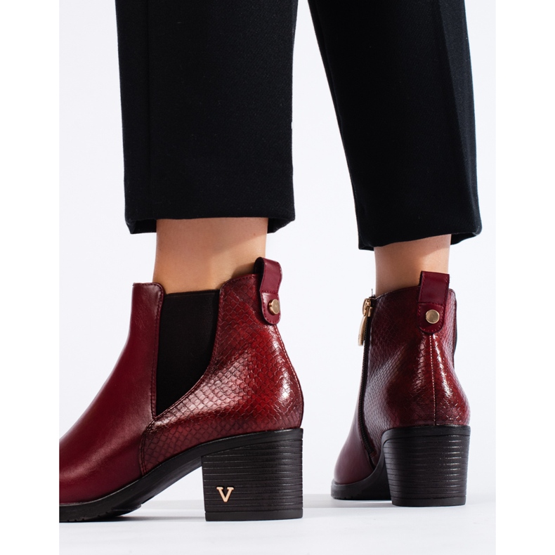 W. Potocki Burgunderrote Damen-Stiefeletten mit hohen Absätzen von Potocki 2