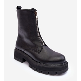 PS1 Flache Lederstiefel mit Reißverschluss Schwarz Vimal 1