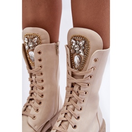 PS1 Beigefarbene Marx-Worker-Stiefeletten aus Leder mit Schmuckverzierung 2