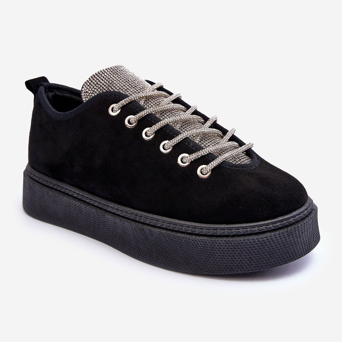 PS1 Schwarze Damen-Sportschuhe von Ecea, verziert mit Strasssteinen 1