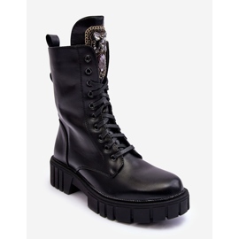 PS1 Schwarze Marx-Worker-Stiefeletten aus Leder mit Schmuckverzierung 1