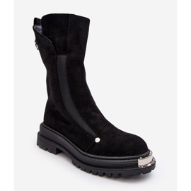 PS1 Isolierte flache Stiefel aus Wildleder in Schwarz von Palimra 2