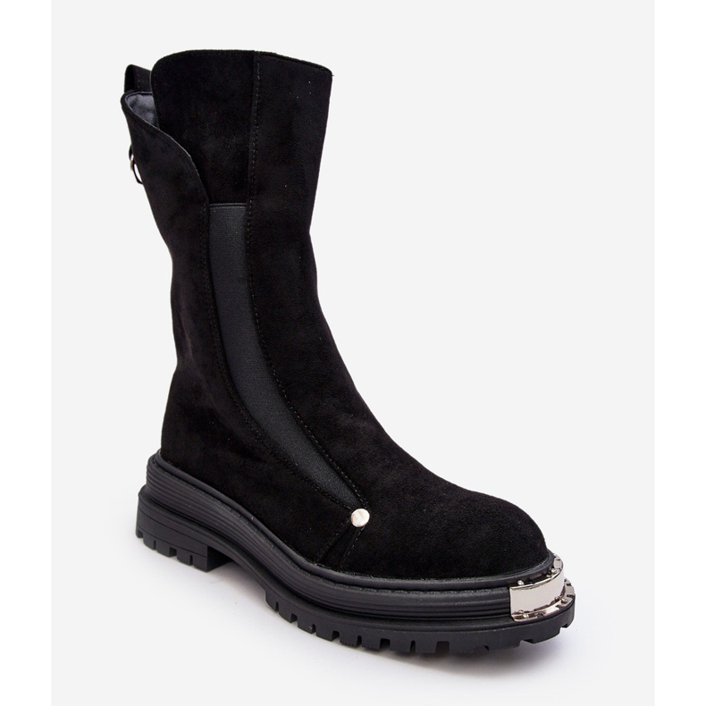 PS1 Isolierte flache Stiefel aus Wildleder in Schwarz von Palimra 2