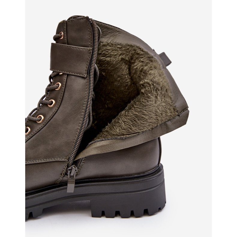 PS1 Damen-Arbeiterstiefel mit Reißverschluss und Verzierung, dunkelgrünes Ciossava 1