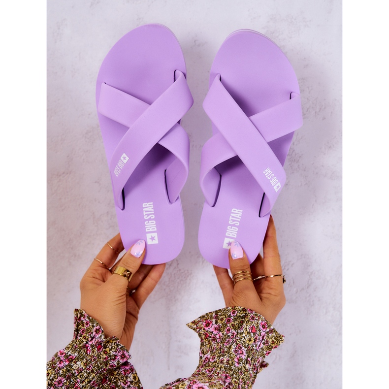 Damen Schaumstoff Hausschuhe Big Star JJ274A340 Violett lila 4