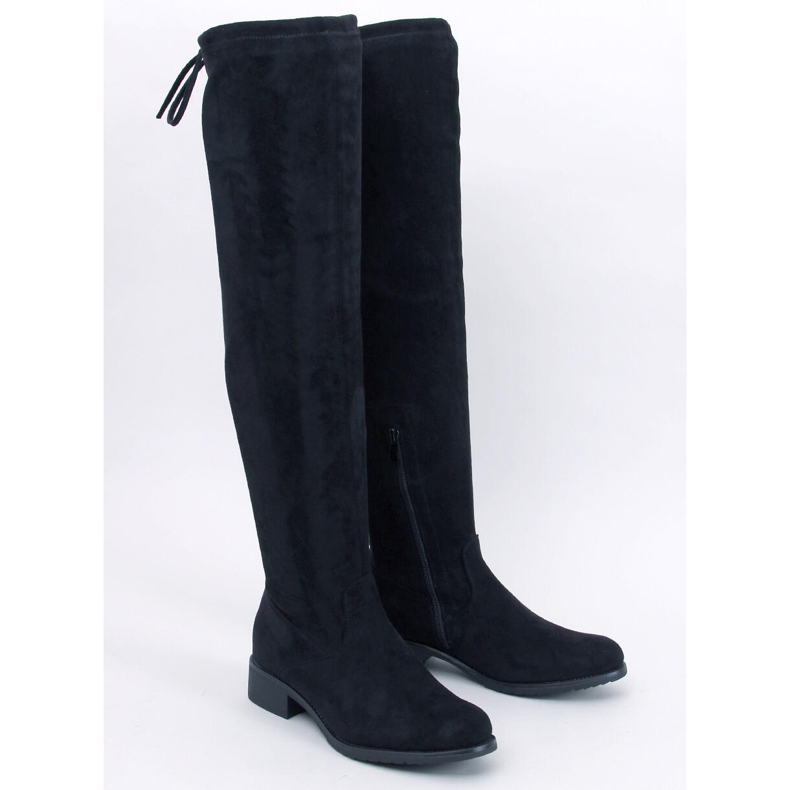 Meyers Overknee-Stiefel aus schwarzem Wildleder 1