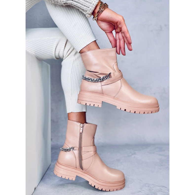 Cindy Nude Stiefeletten mit Kette beige 2