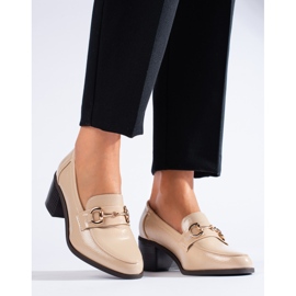 Lackbeige Shelovet-Schuhe mit hohen Absätzen 1