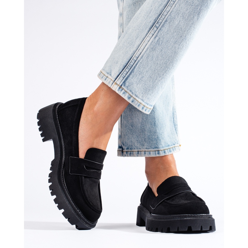 Schwarze Wildleder-Loafer von Shelovet für Damen 1