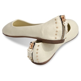 BM Ballerinas mit Reißverschluss Nieten S-151 Beige 2