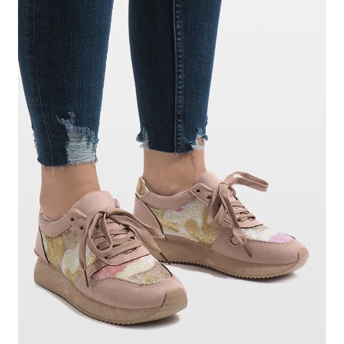 Rosa Sportschuhe mit Keilabsatz T025 1