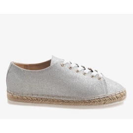 Silberne Espadrilles zum Schnüren 831-1 grau 1