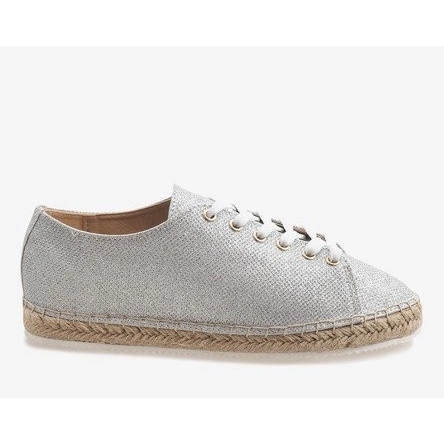 Silberne Espadrilles zum Schnüren 831-1 grau 1