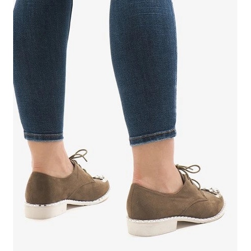 Grüne Slip-Ons mit Pailletten L155 beige 2