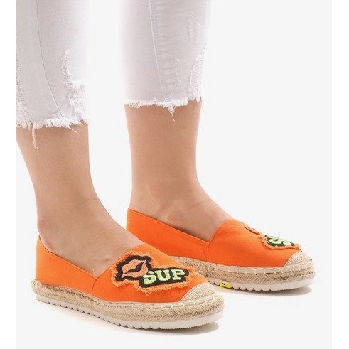 Orangefarbene Espadrilles L-1047 1