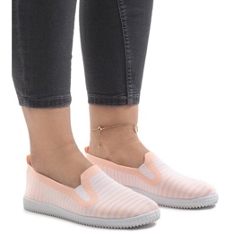 Pfirsich gestreifte Slip-On Sneakers XJ-2909 weiß gelb 1