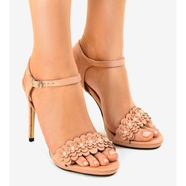 Rosa Sandalen auf einer Stiletto-Blume TN-001 1