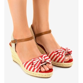 Rote Keilsandalen mit Schleife W032 1