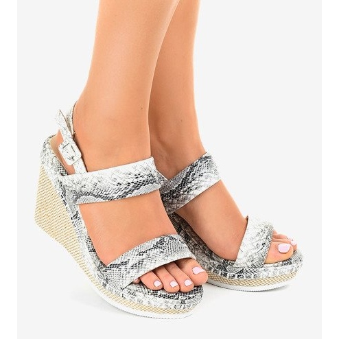 Keilsandalen mit Schlangenmuster U-6291 weiß 1