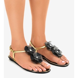 Schwarze KG19P Blumenpantoffeln 1