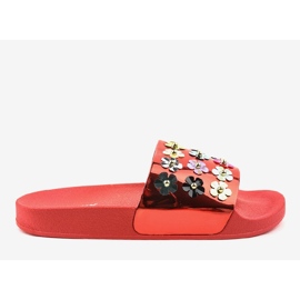 Rote Flip-Flops mit Blumen D7659-4 1