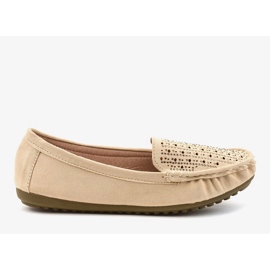 Beige durchbrochene Loafer mit Pailletten YSD823Y 1