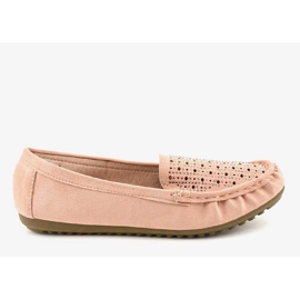 Nude durchbrochene Loafer mit Pailletten YSD823Y beige 1